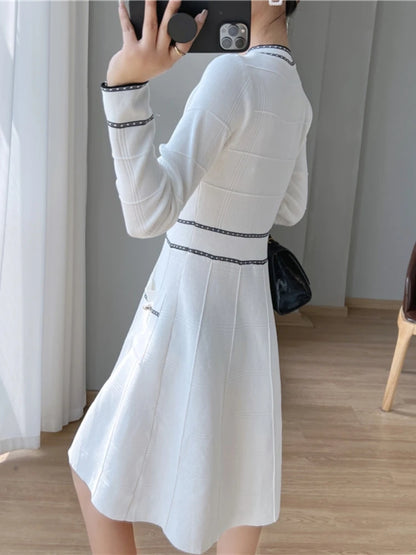 Spring Party Dresses Slim Knitted Midi Dress A-line Lady Korean Autumn Vestidos Mujer