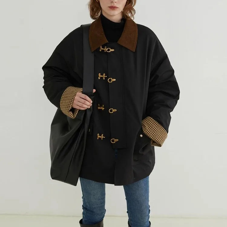 Corduroy Cotton Coat Autumn Winter New Lapel Neck Jackets Y2k Egirl Long Sleeve Thicked Warm Tops