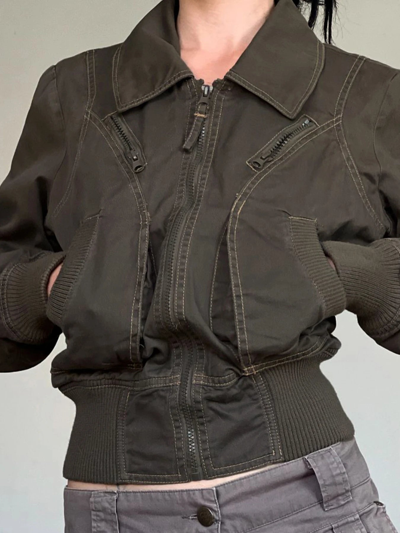 Punk Zipper Long Sleeve Jackets Slim S New Clothes Binding Waist Coat