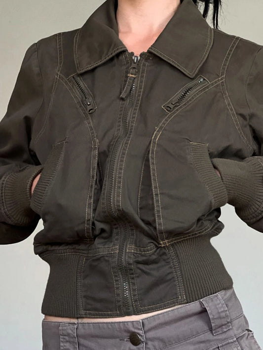 Punk Zipper Long Sleeve Jackets Slim S New Clothes Binding Waist Coat