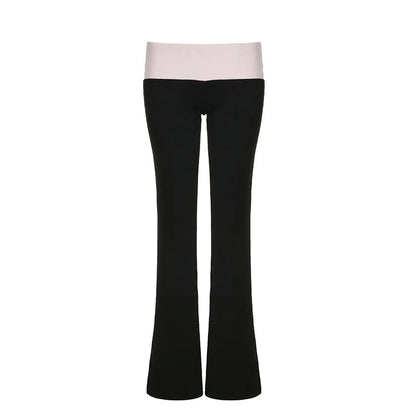 Korean Coquette Low Waisted Slim Autumn Sweatpants Basic Flare Trousers Cutecore Skinny Boot Cut Pants Outfits