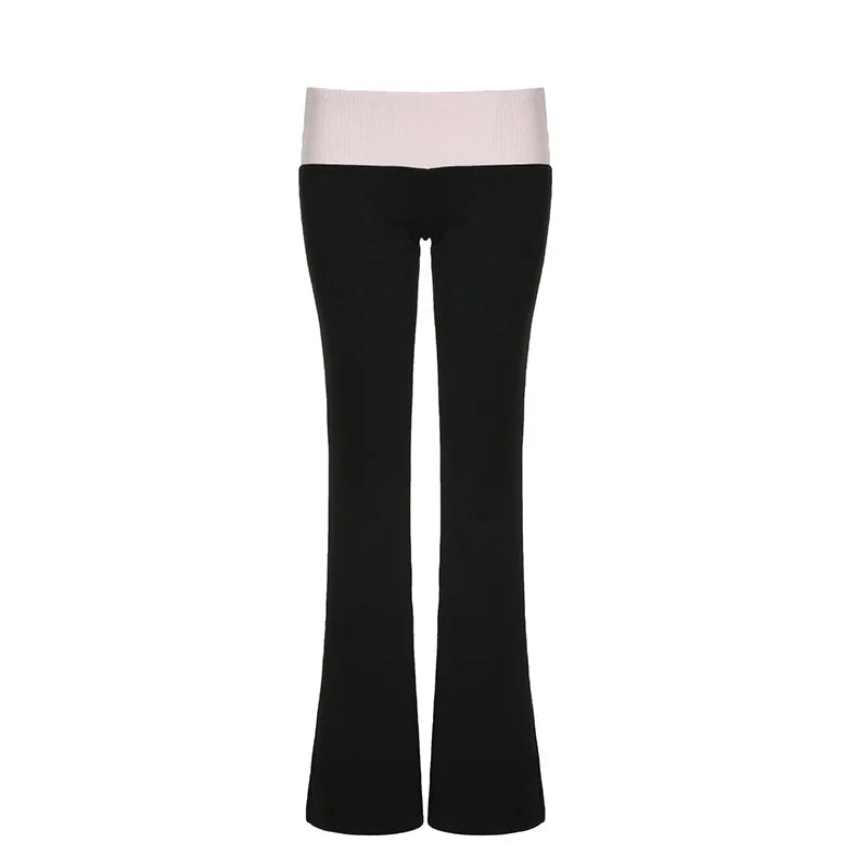 Korean Coquette Low Waisted Slim Autumn Sweatpants Basic Flare Trousers Cutecore Skinny Boot Cut Pants Outfits