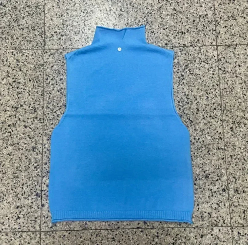 Spring and Autumn ’s Turtleneck Knitted Sweater Sleeveless Pullover Vest Loose Versatile Western Style Top