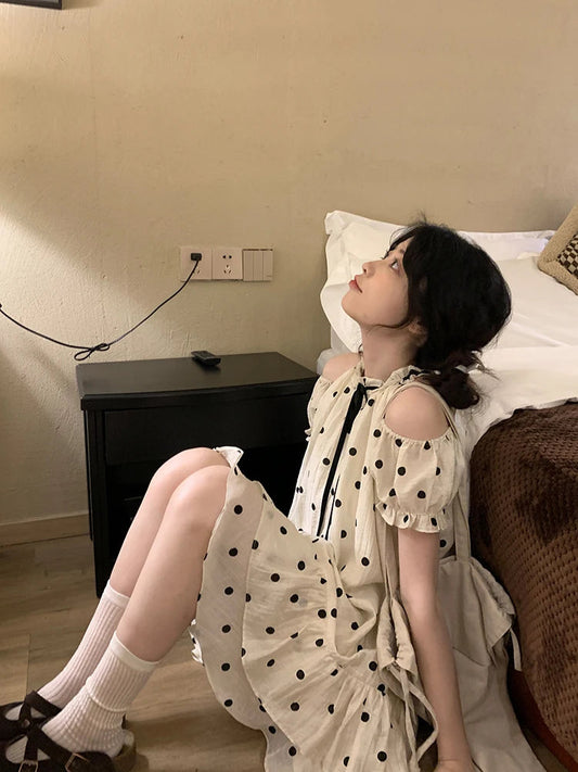 Japanese Kawaii Mini Dress Lolita Dress Female Outwear Beach Style Even Party Clothing Summer Print