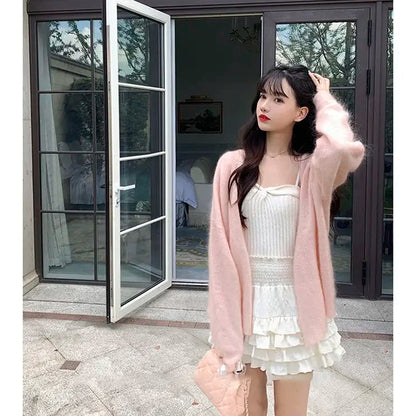 Creamysweet Creamy Girly Skirt With High Waist and Black and White Lace Puffy Cake Skirt