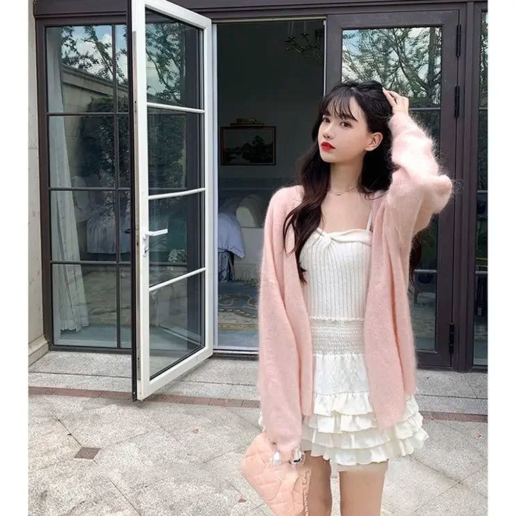 Creamysweet Creamy Girly Skirt With High Waist and Black and White Lace Puffy Cake Skirt