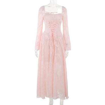 Pink Vestidos Mujer Spring Autumn Ins Dresses Sweet Aline Beach Style Long Dress