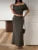 Knit Ribbed 2 Piece-set Long Skirt for Backless Cropped Sweater Pullover and Slim Knitwear Maxi Skirt Outfits