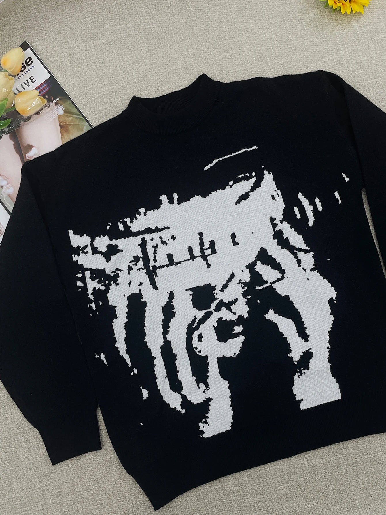 Temperament Commuter Style Pullover Sweater for ’s Autumn and Winter New Loose All-match Crew-neck Knitwear