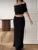 Knit Ribbed 2 Piece-set Long Skirt for Backless Cropped Sweater Pullover and Slim Knitwear Maxi Skirt Outfits