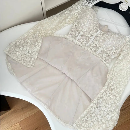 Lace Mini Dresses for Square Collar Flare Sleeve Slim Waist Aline Evening Party Dress Wedding Prom Short Vestidos
