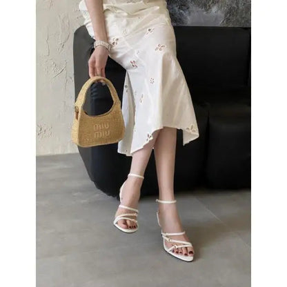 Sandals Stiletto Heels Shoes Open Toe Allmatch Suit Female Beige High Low Peep New Comfort Blac