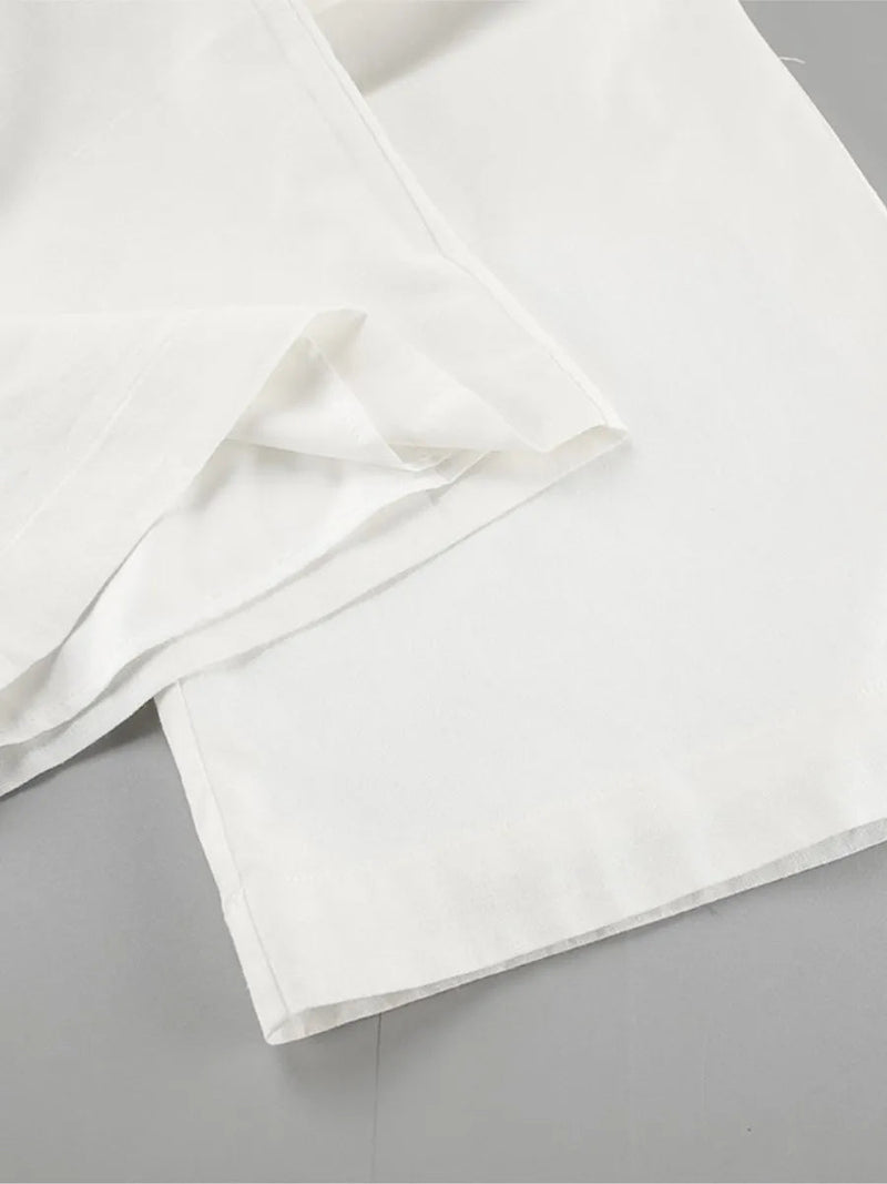 White Simple Wide Leg Pants Sets Summer New Off Shoulder Sleeveless Tube Tops Pants 2 Piece Set