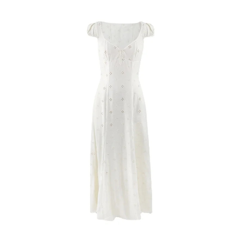 French Retro Midi Dress Even Party 2000s Clothing Vneck Y2k Dress Korean Sleeveless Summer