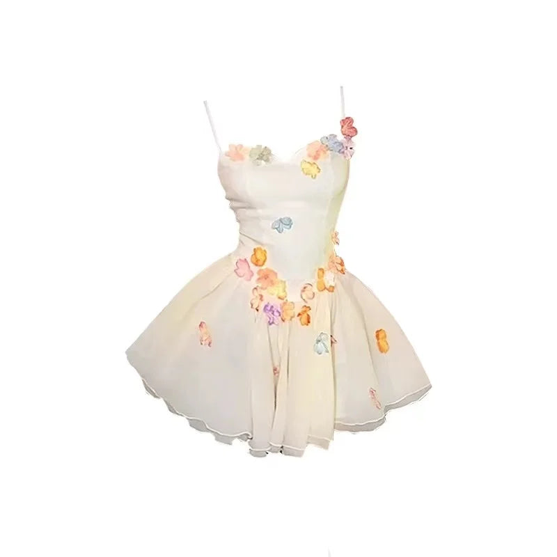 Sweet Kawaii Evening Party Dress French Mini Dress Korean Slim Causal Retro One Piece Dress Summer