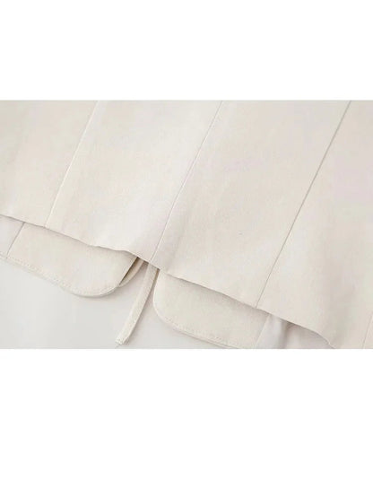 Summer Suit Woman Sleeveless Tank Top Causal Laceup Cropped Vest Female High Waist Slit Pencil Long Skirts