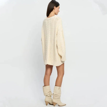 Loose Sweater Autumn Oneck Twist Sweater Color Long Sleeve Pullover Knitted Sweater Street