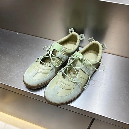 Genuine Leather Sneakers for Breathable Soft Round Toe Shoes Woman Sport Flats Sneakers
