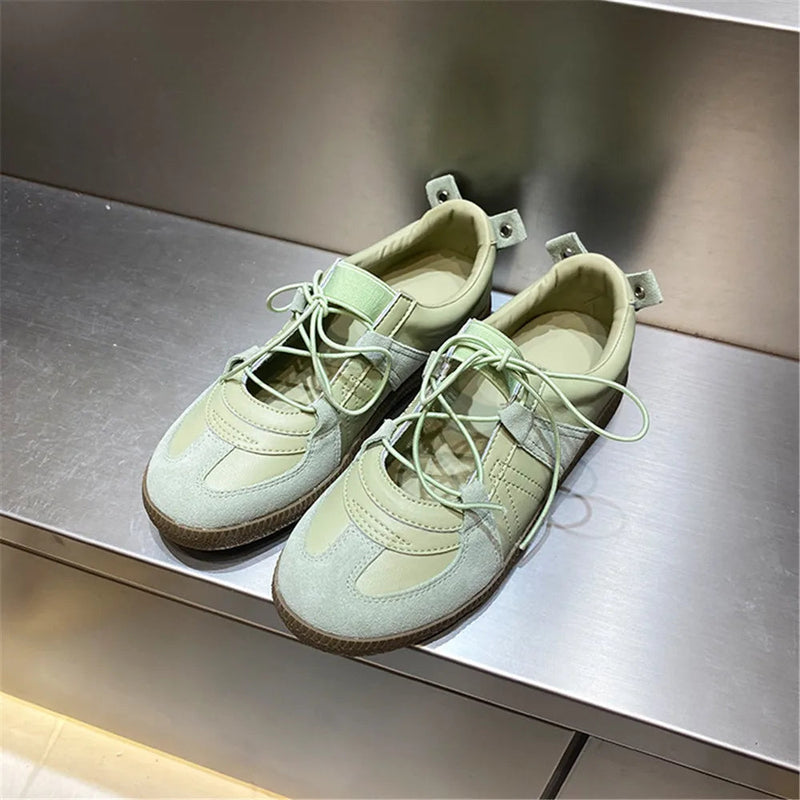 Genuine Leather Sneakers for Breathable Soft Round Toe Shoes Woman Sport Flats Sneakers