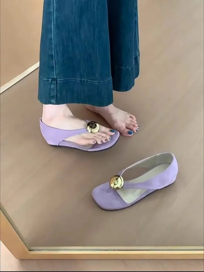 Summer Leisure Toeopen Sandals Slippers Rubber Bottom Flat Head Slipon Shoes High Aesthetic Value