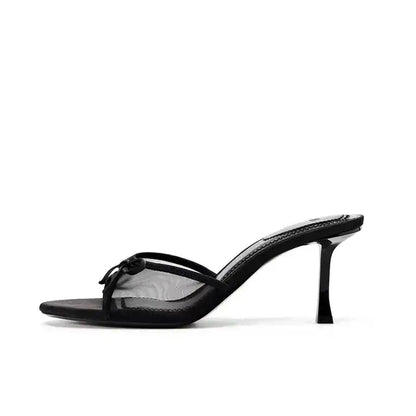 Summers Leopard Slippers Shoes Street Style Open Toe High Heel Slides