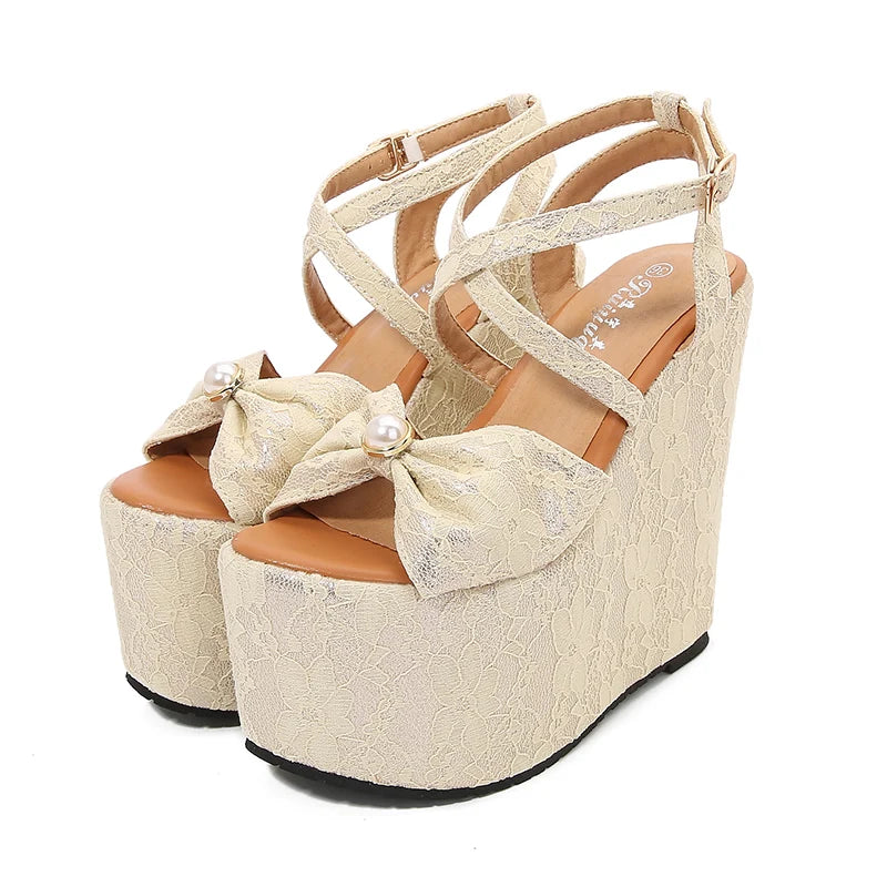 Red High Heel Wedge Shoes Sandals Platform Open Toe Heel Summer Sandals