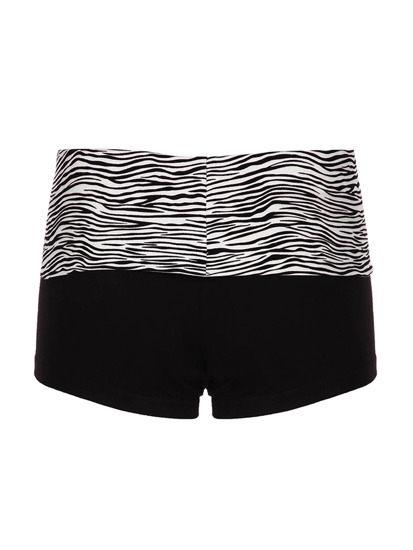 Contrast Stripe Waist Skinny Black Booty Shorts for Basic Summer Vacation Outfits