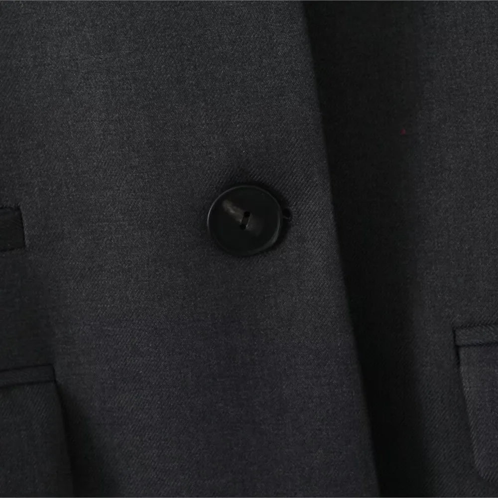 Chill Dark Gray Oversized Blazer Boyfriend Notched Collar Loose Suit Coat