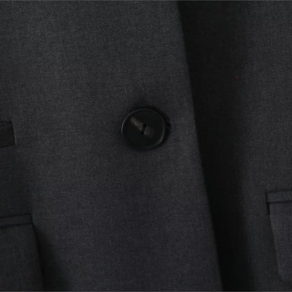 Chill Dark Gray Oversized Blazer Boyfriend Notched Collar Loose Suit Coat