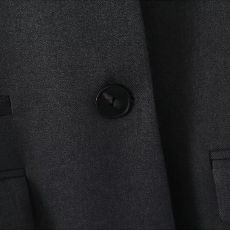 Chill Dark Gray Oversized Blazer Boyfriend Notched Collar Loose Suit Coat