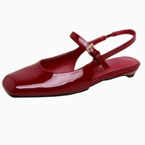 French Bag Head Mary Jane Sandals Oneword Buckle Belt Rear Empty Flatsoled Temperament Single Shoes