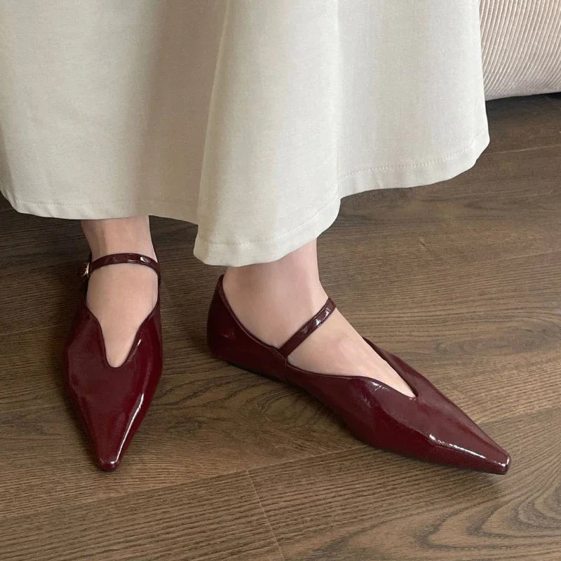 Comfort Shallow Flat Shoes Pointed Toe Office Shoes Buckle Strap Designer Footwear Female Zapatos De Mujer