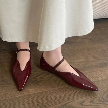 Comfort Shallow Flat Shoes Pointed Toe Office Shoes Buckle Strap Designer Footwear Female Zapatos De Mujer