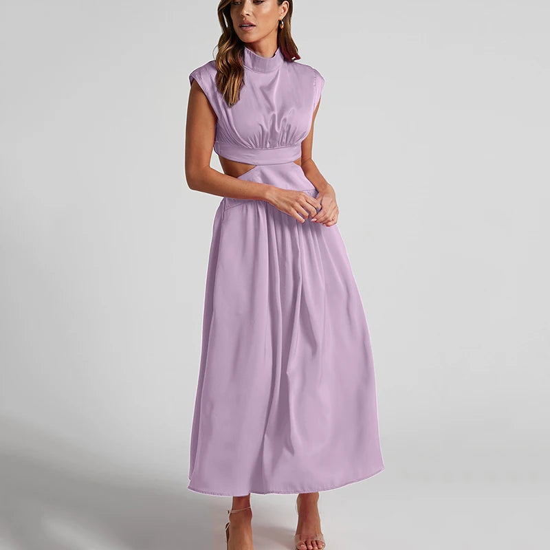 Cut Out Party Long Dress Summer Robe Loose Sleeveless Dress Aline Open Waist Y2k Dresses
