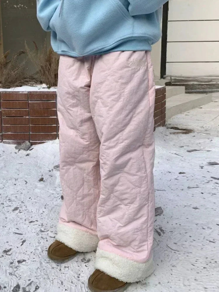 Y2k Fleece Pants Baggy Embroidery Thick Korean Trousers Harajuku Causal Female Winter Joggers
