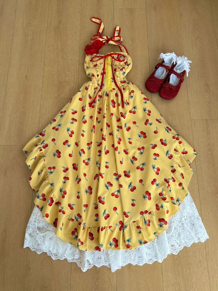 Beach Style Long Dresses Print Irregular Backless Vestidos Mujer Spring Summer Sweet Dress