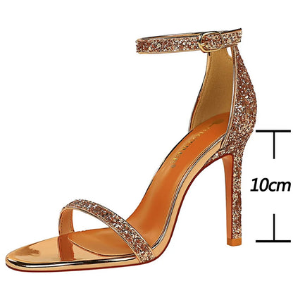 Shoes High Heels Pumps Sparkle Sequins Stiletto Heels 10 Cm Party Shoes Heels Summer Sandals New