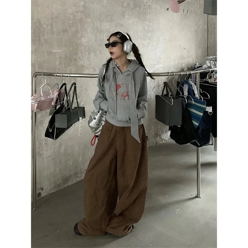 Y2k 2000s Cargo Jeans Oversized Wide Leg Denim Pants Harajuku Korean High Waist Baggy Straight Trousers