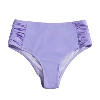High Waist Ruched Bikini Bottoms Tummy Control Swimsuit Briefs Pants Beachwear Spandex Beach Style Summer