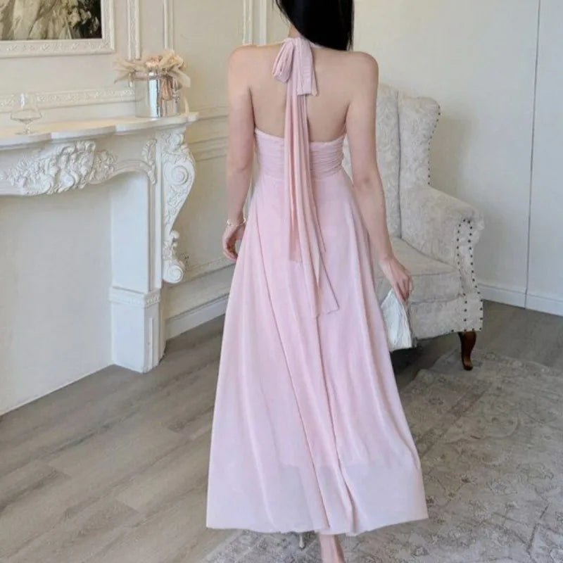 Dresses Spring Summer Halter Beach Style Backless Long Dresses Korean Vestidos Mujer