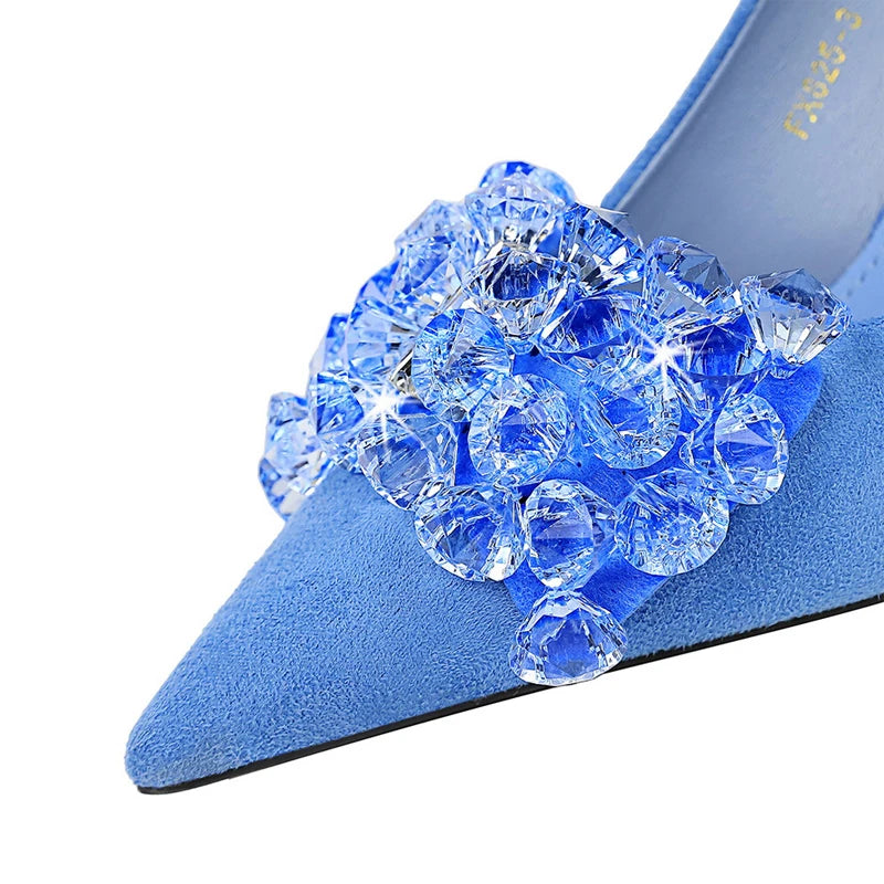 Shoes Rhinestone Pumps Bowknot High Heels Gemstone Banquet Shoes Stilettos Heels 9 Cm Shoes