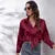 Spring Satin Shirt Loose Button Up Blouse Shirts Imitation Silk Long Sleeve Shirt for Df4972