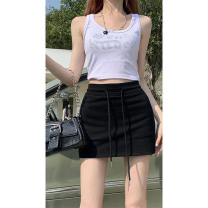 Lace Up High Waisted Mini Skirts Summer Street Bottoms Clubwear Bodycon Skirt