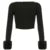 Y2k Fur Long Sleeve Crop Top Black Square Collar Fitted T-shirt 2000s High Street Tee Aesthetic