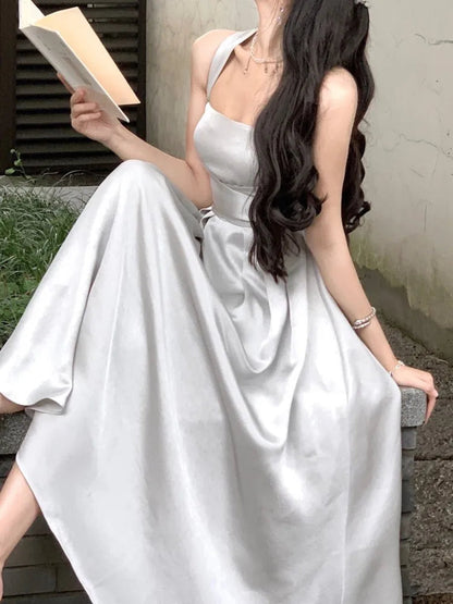 Sleeveless Midi Dresses for Slim Aline Wedding Evening Party Dress Prom Robe Vestidos Mujer