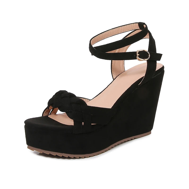 Size 3144 Wedge Sandals Comfortable Nonslip Soft Bottom Platform Super High Heel Small Size Open Toe Shoes
