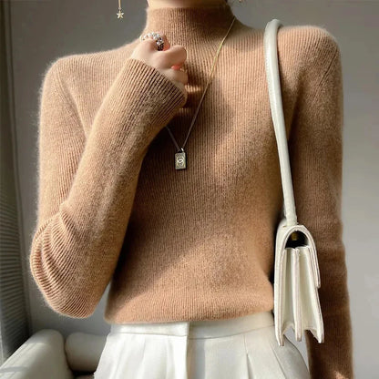 Sweater Half Turtleneck Knitted Pullovers Harajuku Korean Thick Knitwear Autumn Winter Slim Jumpers