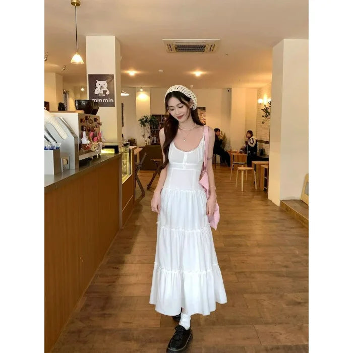 Strap Dress for With a Gentle Summer Temperament, Beach Vacation Aline Long Dress