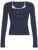 Dot Print Slim Y2k Long Sleeve T-shirt Contrast Lace Patchwork Button Up Square Collar Japanese Kawaii 2000s Tees