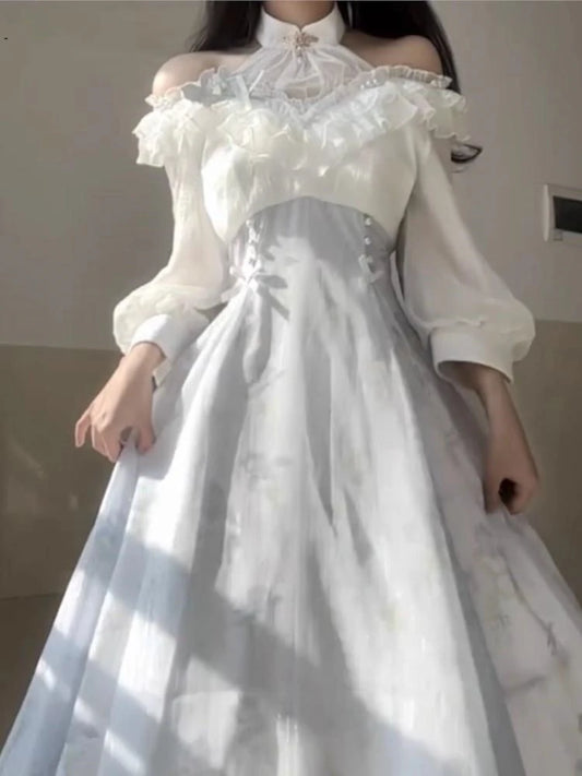 Elelgant Midi Dresses for Korean Sweet Birthday Party Dress Prom Robe Summer New Slim A-line Kawaii Vestido